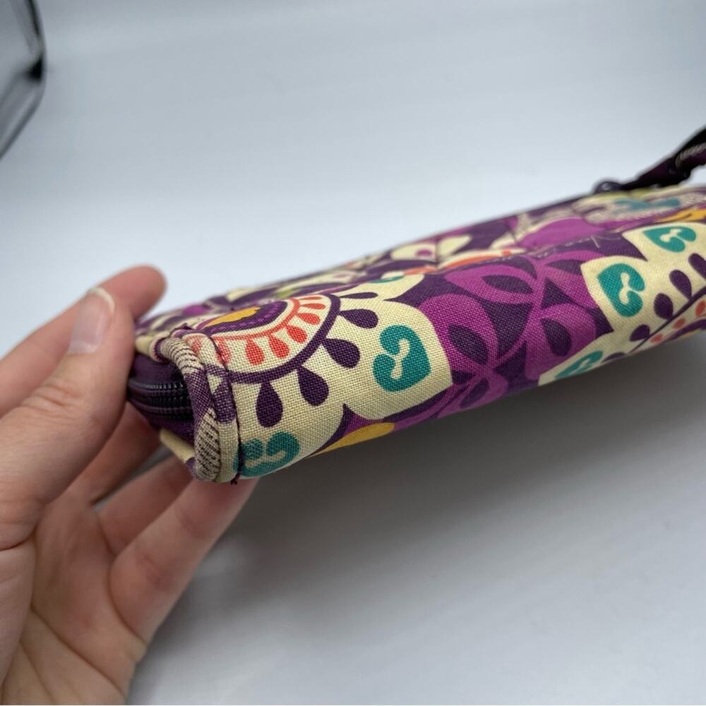 Vera Bradley Purple Floral Full Zip Wallet Accordion Paisley Fabric - Picture 6 of 9